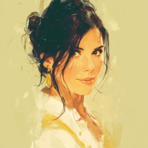 Generate an image of actress Sandra Bullock portrayed in a uniqu...