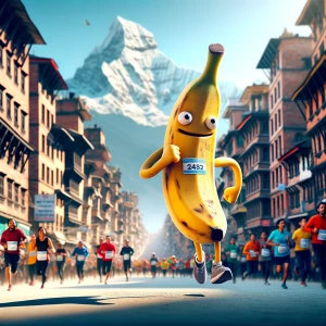 banana character running kathmandu marathon
