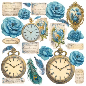 Print-ready shabby-chic fussy-cut stickers/die-cuts; US Letter &...