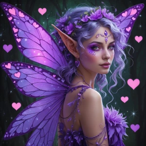 Purple fairy with hearts