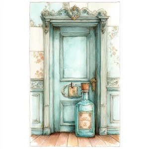 Print-ready junk journal page, A4 portrait, 300 DPI. Watercolor-...