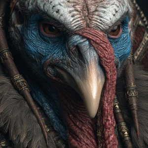 anthropomorphic turkey in the style of Yautja's (Hunter Predator...