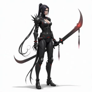 Concept sketch style "In a futuristic world, a female ninja warr...
