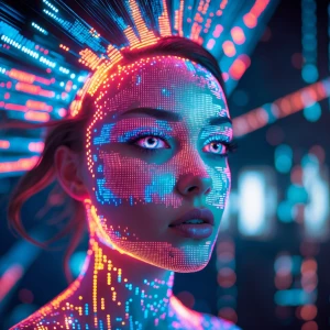 In the ethereal realm of cyberspace, a luminescent digital oracl...
