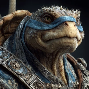Ninja turtle, Leonardo, 8K 3D hyper-realistic hyper-detailed mic...