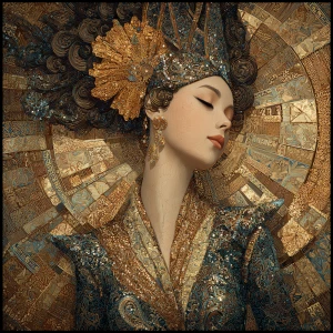 High detailed artwork in the style of Klimt, van Gogh, Alphonse...