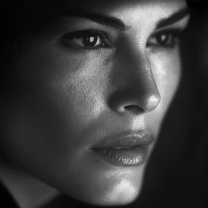 Ultra close-up portrait of Teri Hatcher, actress of Lois & Clark...