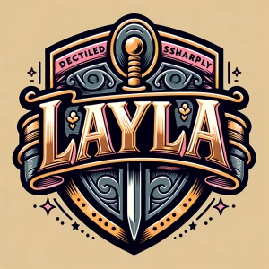 Create a logo with detailed font spelling out the name "LAYLA"....