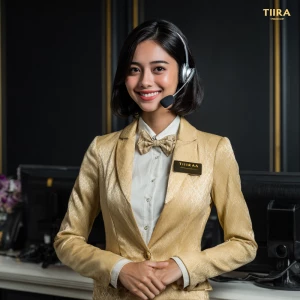 Foto potret wanita Asia cantik dengan aura profesional dan elega...