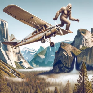 A 1968 single engine plane flying over Yosemite national park fl...