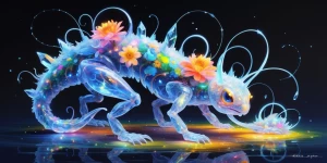 A whimsically shimmering crystal crawler, its translucent form b...