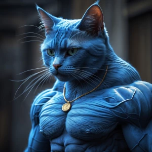 Blue cat male with big muscle