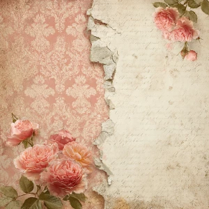 Shabby chic vintage scrapbook background paper, 12x12 inch print...