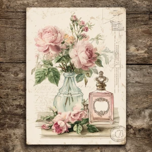 Victorian Mauve Rose Perfume Cards – 2 Large Journaling Cards (A...