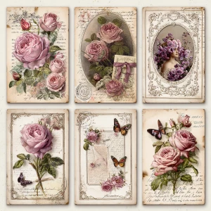 Victorian Mauve Rose Ephemera – 6 Cards (Antique Roses)
Print-r...