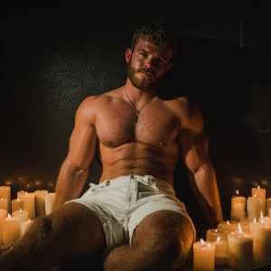 Two 20-year-old men bodybuilder brown hair and beard wearing whi...