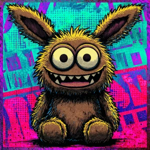 Stylized character  portrait of a mischievous designer toy creat...