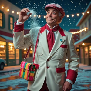 In a late-80s/early-90s holiday special scene, a portrait of 'Mr...