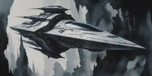 A hauntingly beautiful gothic quantum cruiser glides through an...
