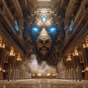 Create an epic 4K Ultra HD hyper-cinematic fantasy scene inside...