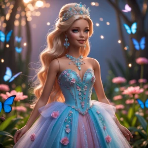 Una hada elegante en un jardín de ensueño bañado por la luz del...