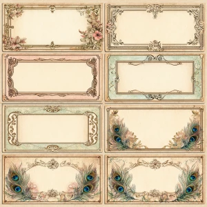 Print-ready shabby-chic label set; A4 & US Letter, 300 DPI, sRGB...