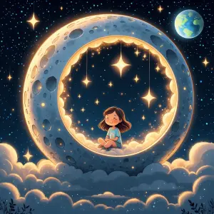 “A magical illustration of a glowing Moon shown as a cut-open sp...
