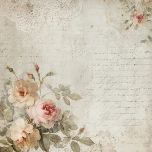 Romantic vintage scrapbook background paper, 12x12 inch printabl...