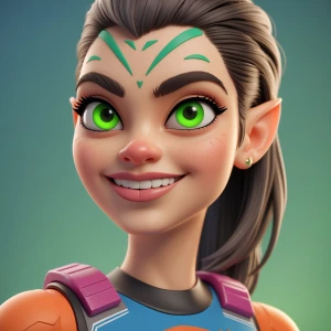 Make an image of the cartoon character (gwen Tennyson from ben 1...