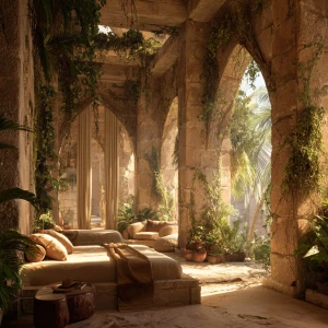 Bedroom 4 – Garden Tomb Room: A tranquil open-air sanctuary blen...