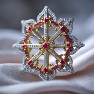 In the center of the portrait, a beautifully intricate modular m...