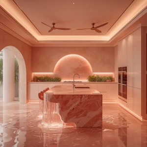 Kitchen – Coralstone Hearth: A warm, dreamlike fusion of eleganc...