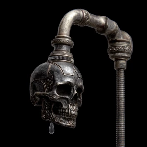 Create an image of a unique and creative shower head design inco...