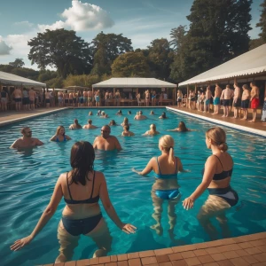 I want image showing people in the sweeming pool