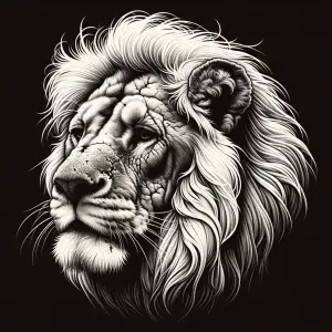 Make a male lion, in weak condition