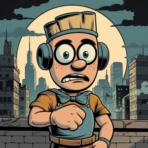 create an 1930 comic style figure like cuphead with a sarcastic...