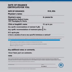 Date of issuance: Feb 10, 2026
Physician’s name: Dr. Jerome Go...