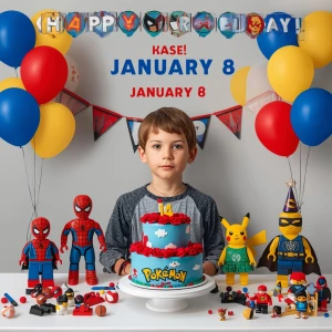 Banner states,
“Happy Birthday Kase!
January 8”
(Birthday person...