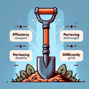 Generate an image of a sturdy camping shovel designed for outdoo...