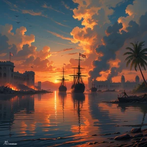 Symbolic final image – “Epic cinematic scene showing British war...