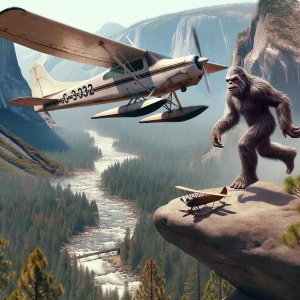 An old single-engine aircraft from 1968 is flying over Yosemite...