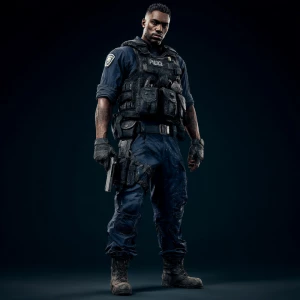 Elite 90s tactical police operative inspired by classic survival...