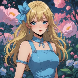 Blonde anime girl with dress