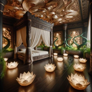 Step inside the luxurious Papyrus Dream Chamber: Envision an exq...
