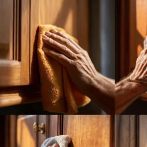 Capture the intimate scene of hands meticulously cleaning a sing...