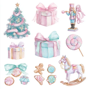 A collection of isolated watercolor illustrations inspired by a...