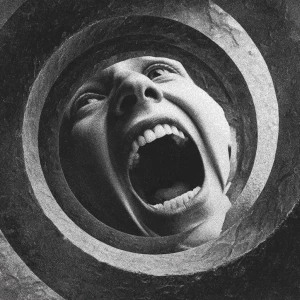 A terrifying glitch effect digital painting depicting an infinit...