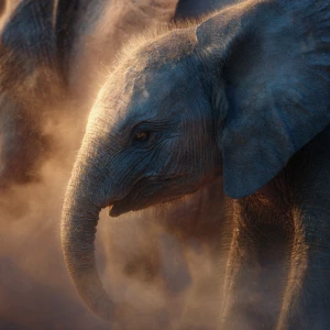 A baby African elephant named Ember, ((just born and damp next t...