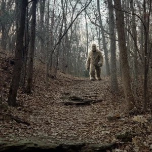 Show me a picture of a humanoid looking haircovered sasquatch wa...
