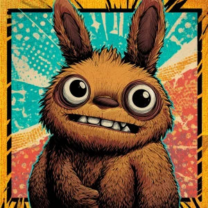 Stylized character  portrait of a mischievous designer toy creat...